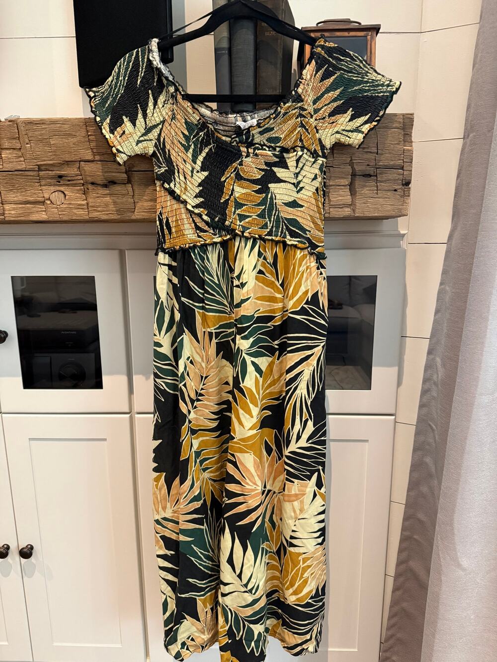 NWT Patrons of Peace Tropical Smocked Wide Leg Jumpsuit Boho Small (
